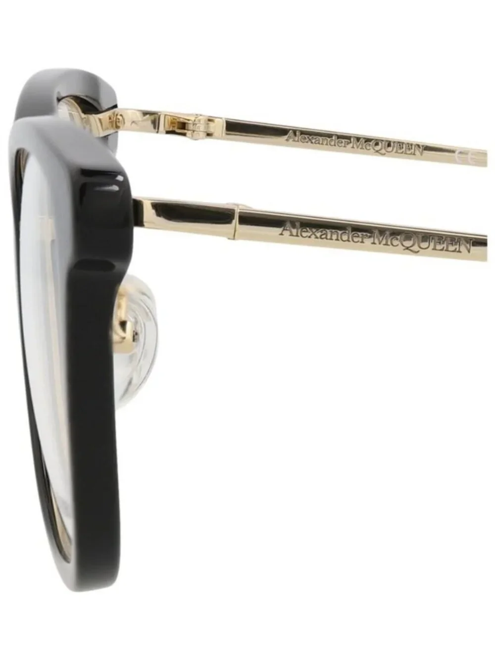 New Alexander McQueen Womens Square/Rectangle Black Gold Transparent Fashion Des